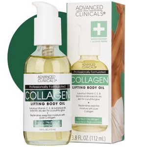Advanced Clinicals Collagen + Vitamin E Firming Body Oil, After Shower Skin Care Moisturizer, 3.8 Fl Oz - 1 of 4
