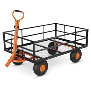 Heavy Duty Steel Garden Cart, Garden Wagon Cart On Wheels, Yard Utility Wagon Carts  w/Adjustable Handle & Removable Sides(Convert to Flatbed) - 1 of 4