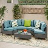 GDFStudio Harper Outdoor Wicker 4 Seater Semi-Circle Sectional Sofa Set with Water-Resistant Cushions - 2 of 4