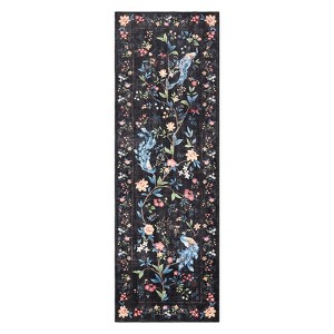 Washable Modern Living Room Rugs with Peacock & Floral Print, Soft Non Slip Bedroom Carpet, Low Pile Dining Room Rugs - 1 of 4