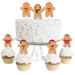 Big Dot of Happiness Gingerbread Christmas - Dessert Cupcake Toppers - Gingerbread Man Holiday Party Clear Treat Picks - Set of 24 - 1 of 4