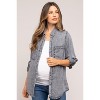 PinkBlush Charcoal Chambray Maternity Rolled Cuff Shirt - 3 of 4
