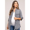 PinkBlush Charcoal Chambray Maternity Rolled Cuff Shirt - image 3 of 4