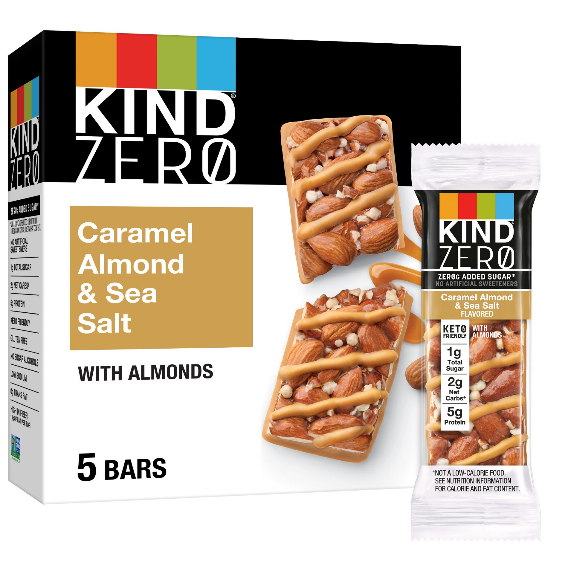 KIND Zero Caramel Almond & Sea Salt Bars - 6.2oz/5ct