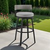 HomeRoots 33" Light Gray Metal Swivel Low back Outdoor Bar Height chair with Footrest - 2 of 4