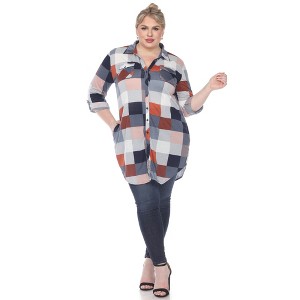Plus Size Plaid Tunic Shirt - White Mark - 1 of 4