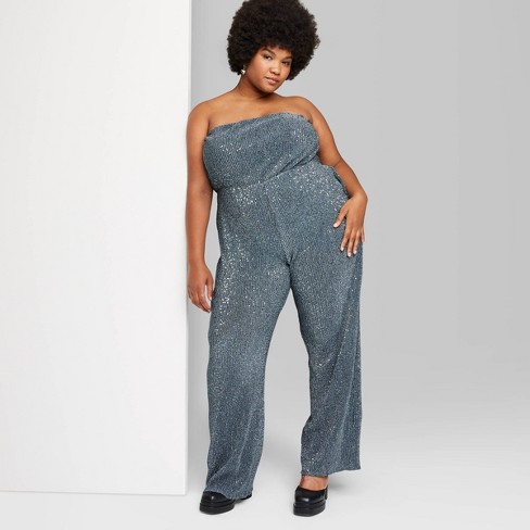 Women's Tube Sequin Mesh Jumpsuit - Wild Fable™ Slate Blue 2x : Target