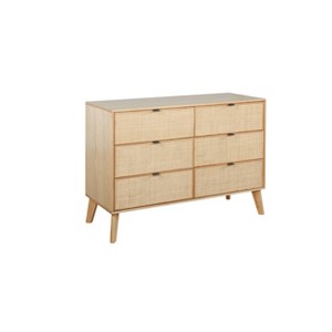 Chancery Boho Wood Ratan 6 Drawer Chest Dresser Natural - Powell - 1 of 4