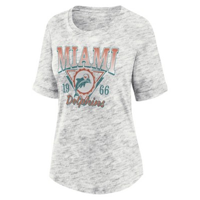 NFL Miami Dolphins Women's Oatmeal Heather Rolled Sleeve T-Shirt