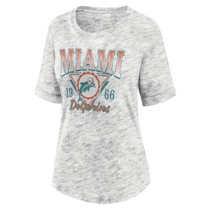 NFL Miami Dolphins Women's Oatmeal Heather Rolled Sleeve T-Shirt - 1 of 3
