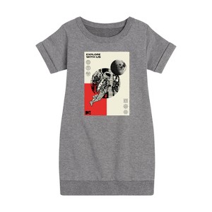 - MTV - Explore With Us Graphic Short Sleeve Fleece Dress - 1 of 3
