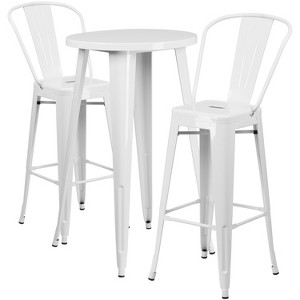 Flash Furniture Commercial Grade 24" Round Metal Indoor-Outdoor Bar Table Set with 2 Cafe Stools - 1 of 4