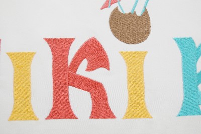 Tiki Bar White and Multicolor Lumbar Outdoor Pillow