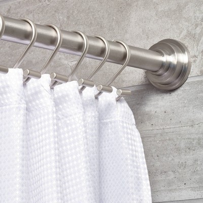 Satin Steel T-Bar Shower Curtain Hooks Set of 12