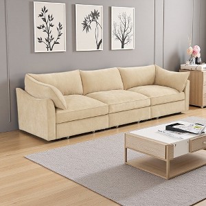 3-Seater Chenille Storage Sofa with Pull-Out Drawers - 1 of 4