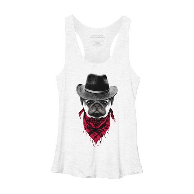 Women's Design By Humans Cowboy Pug By clingcling Racerback Tank Top