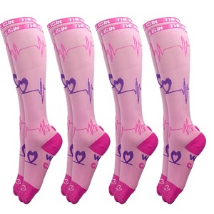 Bison Life Over The Calf Graduated Compression Socks for Women, Anti-Fatigue - 4 Pairs - 1 of 4