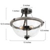 LNC Maven 3-Lights 13-in Matte Black and Distressed Gray Seeded Glass Bowl LED Semi-flush Mount Lights - 3 of 4