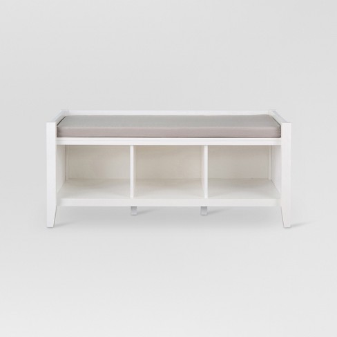 white storage bench for bedroom