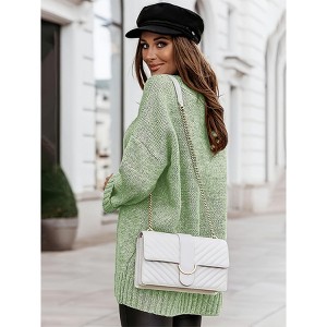 Imily Bela Women's Sexy V-Neck Sweater Long Sleeve Solid Color Knitted Loose Pullover Sweatshirt Top - 1 of 3