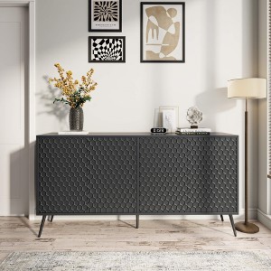 ORRD 63" Modern Sideboard with 5 Legs & 4 Adjustable Shelves, Buffet Cabinet for Dining Room, Entryway or Living Room（Black） - 1 of 4