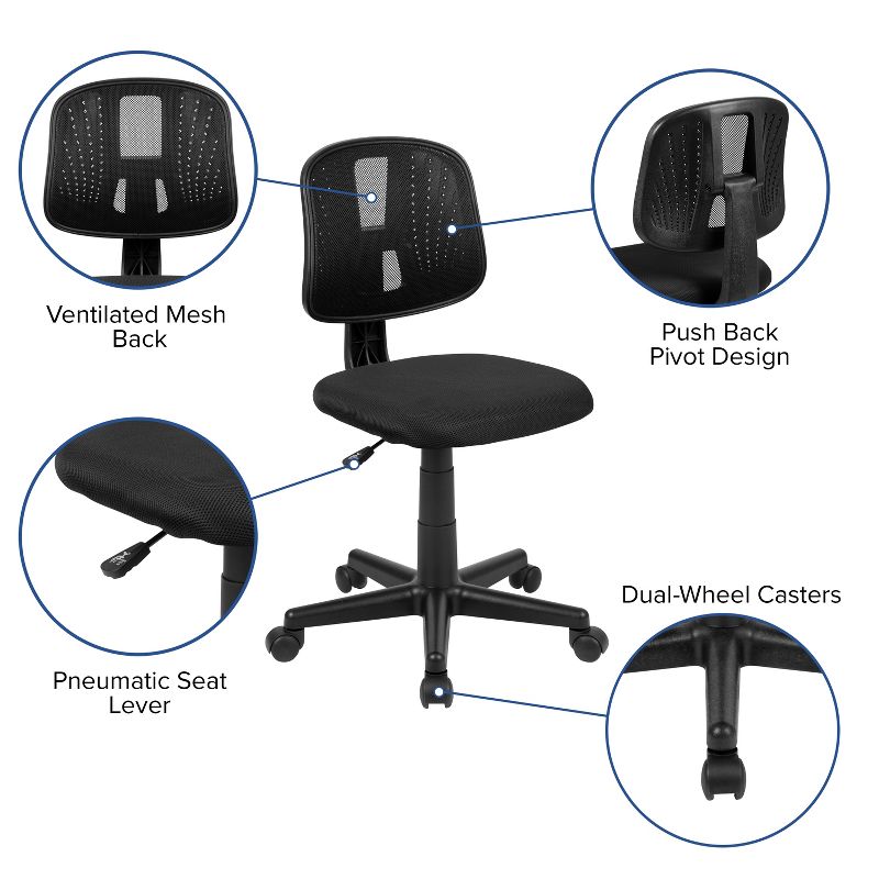 Flash Furniture Flash Fundamentals Mid-Back Mesh Swivel Task Office Chair with Pivot Back, 6 of 15