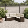 vidaXL Patio Sofa Set with Cushions Outdoor Furniture 5 Piece Poly Rattan - Brown and Cream Without Table - 2 of 4