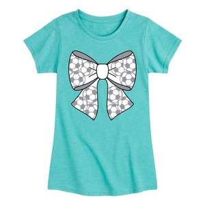 Girls' - Instant Message - Soccer Bow Fitted Short Sleeve Graphic T-Shirt - 1 of 4