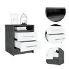 GlasFlength Nightstands Modern Two Drawer Bedside Table with Metal Handles Simple Design for Bedroom Storage, Multicolored, 15.7"*14.7"*19.9" - 3 of 4