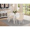 HomeStock 3-Pc Linen White Finish Square Solid Wood Top Dining Table Set - 2 of 4