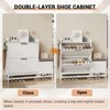Shoe Cabinet with 2 Flip Drawers, Hidden Wood Narrow Shoe Cabinet with Shoe Bench & 2 Hooks for Entryway Hallway, Living Room - 4 of 4