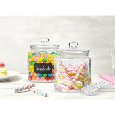 Clear Glass Storage Canisters with Lids and Chalk Labels, Set of 2
