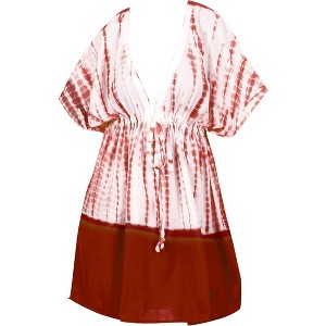 HAPPY BAY Women's Summer Plus Size Boho Swimsuit Cover ups Tops for Women X-Large-XX-Large White Tie Dye Design - 1 of 3