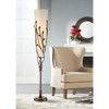 Franklin Iron Works Folia Rustic Industrial Floor Lamp 66" Tall Oil Rubbed Bronze Vine Linen Tapering Cone Shade for Living Room Bedroom House Home - 2 of 4