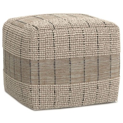 Billie Square Woven Jute Pouf in Natural and Gray