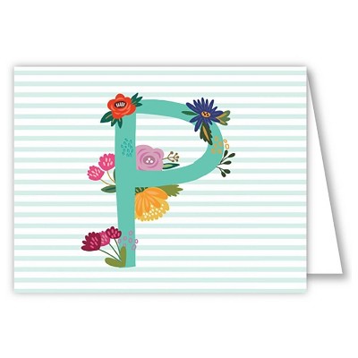 10ct Folded Notes Vintage Floral Monogram - P