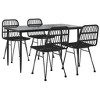 vidaXL Garden Dining Set Black Steel, Polyethylene, Tempered Glass - 55.1" Table Length Black 4 Items - 3 of 4