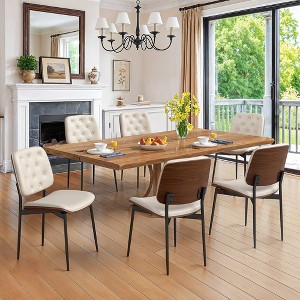 Arceso Dining Chairs Set of 2, Mid Century Dining Chairs with Walnut Bentwood, Upholstered PU Leather Dining Chair for Kitchen and Dining Room - 1 of 4