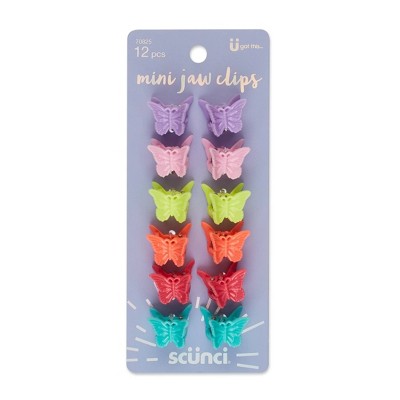 scunci Butterfly Bright Colors Mini Jaw Clips - 12ct