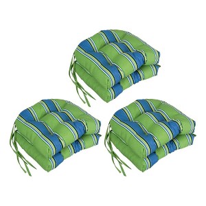 Blazing Needles, 16-inch Spun Polyester Patterned Outdoor U-shaped Tufted Chair Cushions (Set of 6) - 1 of 2