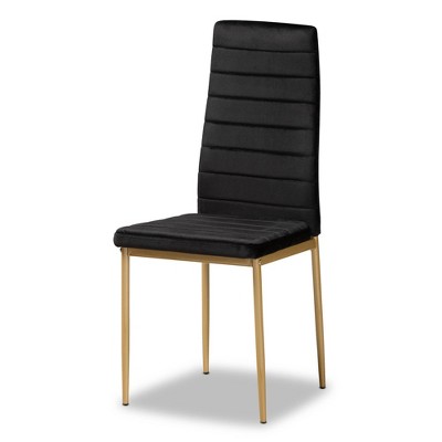 Armand Gold-Finished Metal & Black Velvet Low Arm Chair