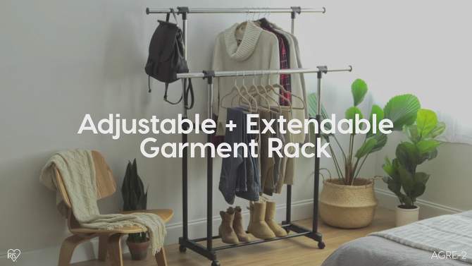 IRIS USA Adjustable Metal Clothes Rack, Garment Rack with wheel, 2 of 8, play video