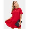 EXLURA Womens Summer Casual Short Sleeve Dress Crewneck Tshirt Dresses Pleated Aline Mini Dress 2025 Vacation Beach Sundress - 2 of 4