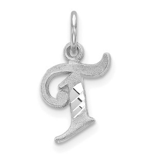 Black Bow Jewelry 14k White Gold, Isabelle Collection, Mini Letter T Initial Charm - 1 of 4