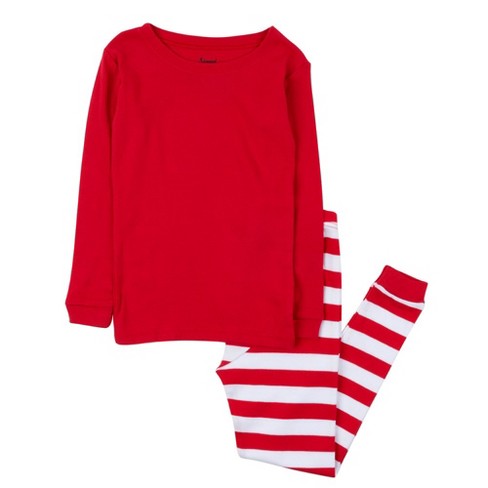 Leveret Kids Two Piece Cotton Christmas Pajamas Striped Red And