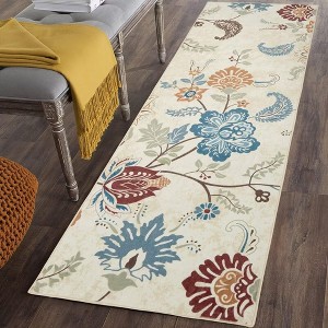 Floral Rug Vintage Distressed Rug Colorful Indoor Floor Mat Washable Accent Rug - 1 of 4