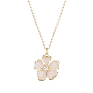 Adornia 14k Gold Plated Mother of Pearl Flower Necklace - 1 of 4
