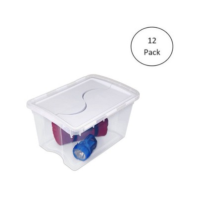 Sterilite 1914 Single 48 Quart Clear Hinged Lid Storage Tote Container (12 Pack)