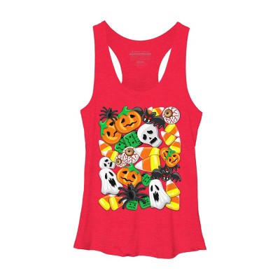 Women's Design By Humans Halloween Spooky Candies Party By BluedarkArt Racerback Tank Top