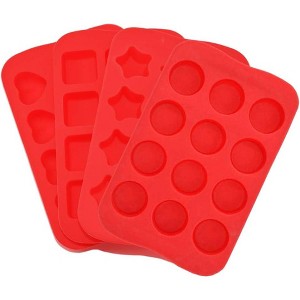 JDICTION 4 Pack Silicone Candy Molds, Chocolate Mold Set with Heart Star Square Round Shapes for Ice Cube & Mini Muffin - 1 of 4